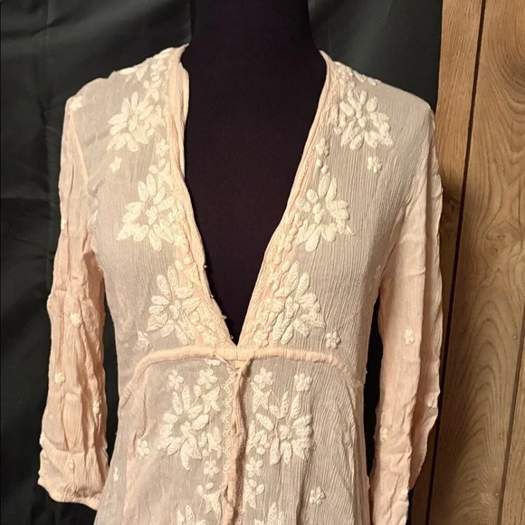 Free People Cream Embroidered Long Dress - Picture 8 of 13